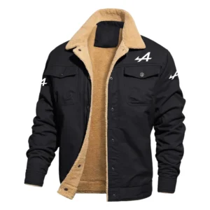 Alpine F1 Team Jacket Fleece-lined Thick Jacket Warm Thick Coat With Fur Lapel Collar Coat HIHI301224Y10FLJALP