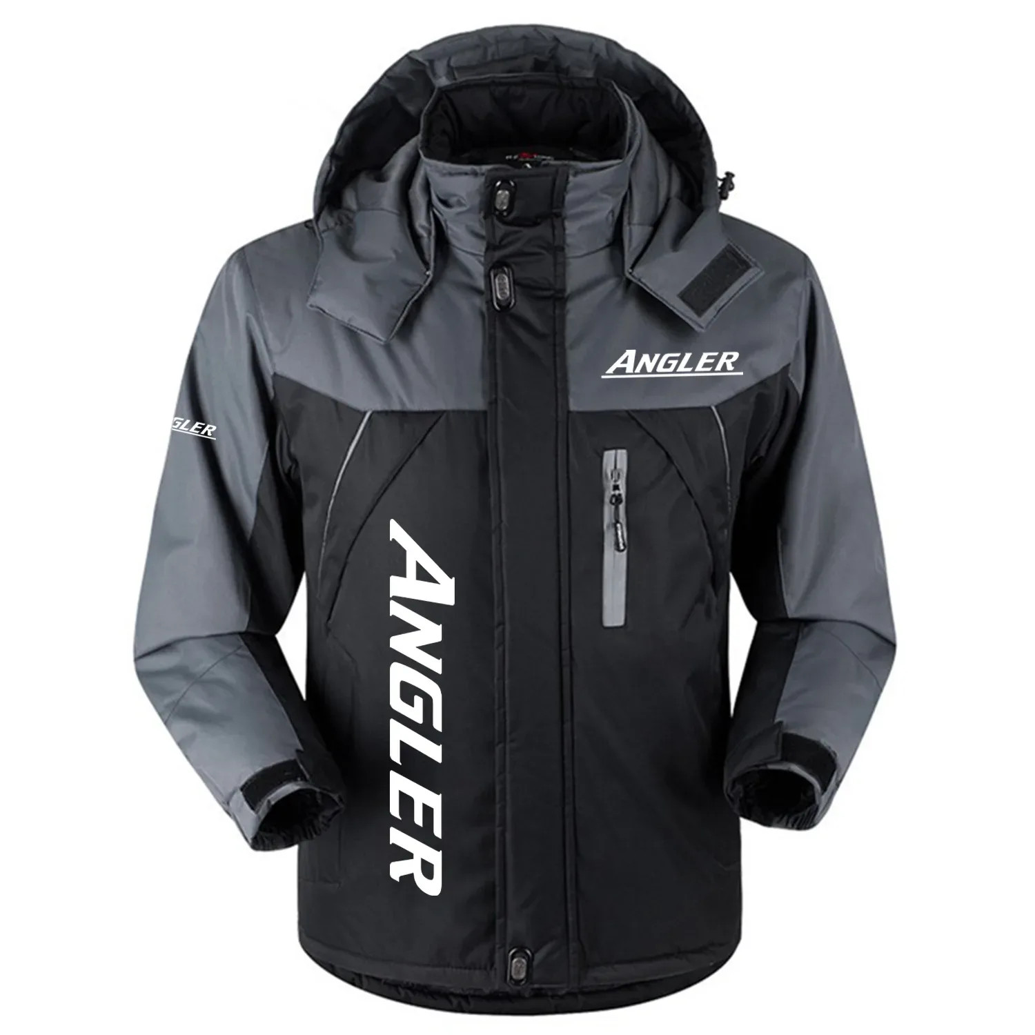 Angler Exclusive Logo Outdoor Charging Suit Plush Thickened Coat Waterproof Windproof Fleece Fur-Lined Jacket Detachable Hood FVJ1224AGZ