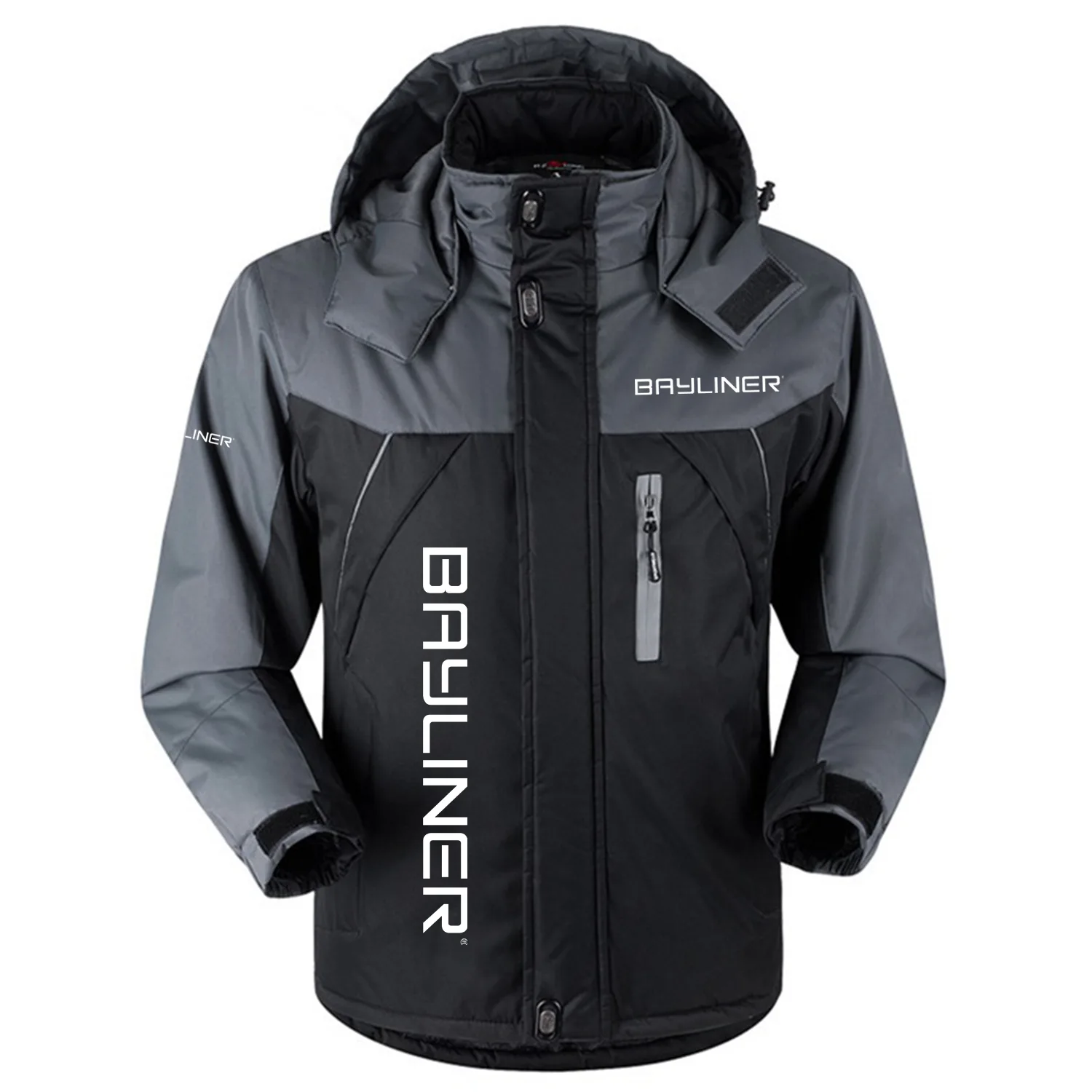 Bayliner Exclusive Logo Outdoor Charging Suit Plush Thickened Coat Waterproof Windproof Fleece Fur-Lined Jacket Detachable Hood FVJ1224BYZ