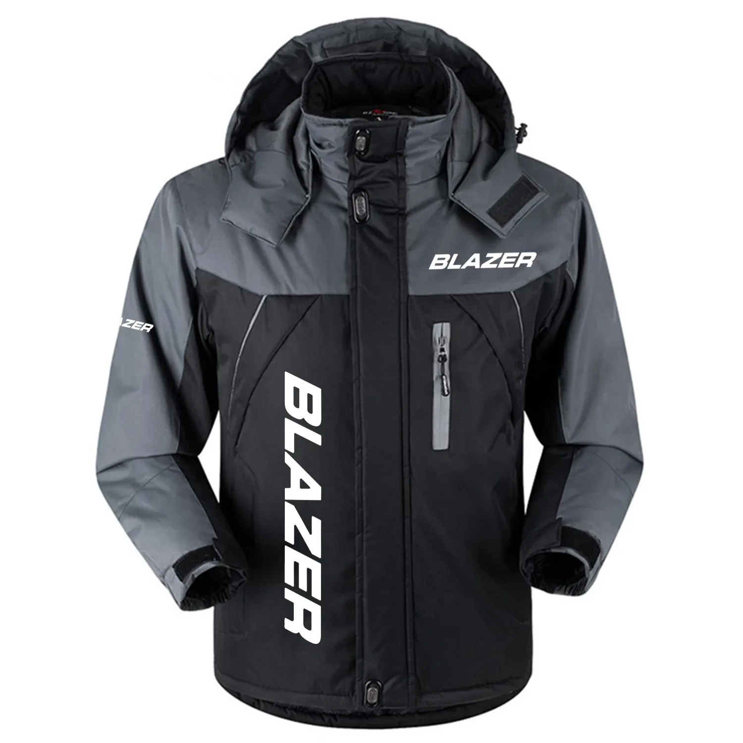 Blazer Exclusive Logo Outdoor Charging Suit Plush Thickened Coat Waterproof Windproof Fleece Fur-Lined Jacket Detachable Hood FVJ1224BLZ