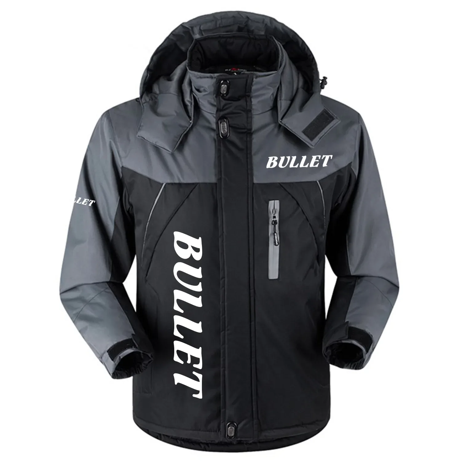 Bullet Exclusive Logo Outdoor Charging Suit Plush Thickened Coat Waterproof Windproof Fleece Fur-Lined Jacket Detachable Hood FVJ1224BUZ