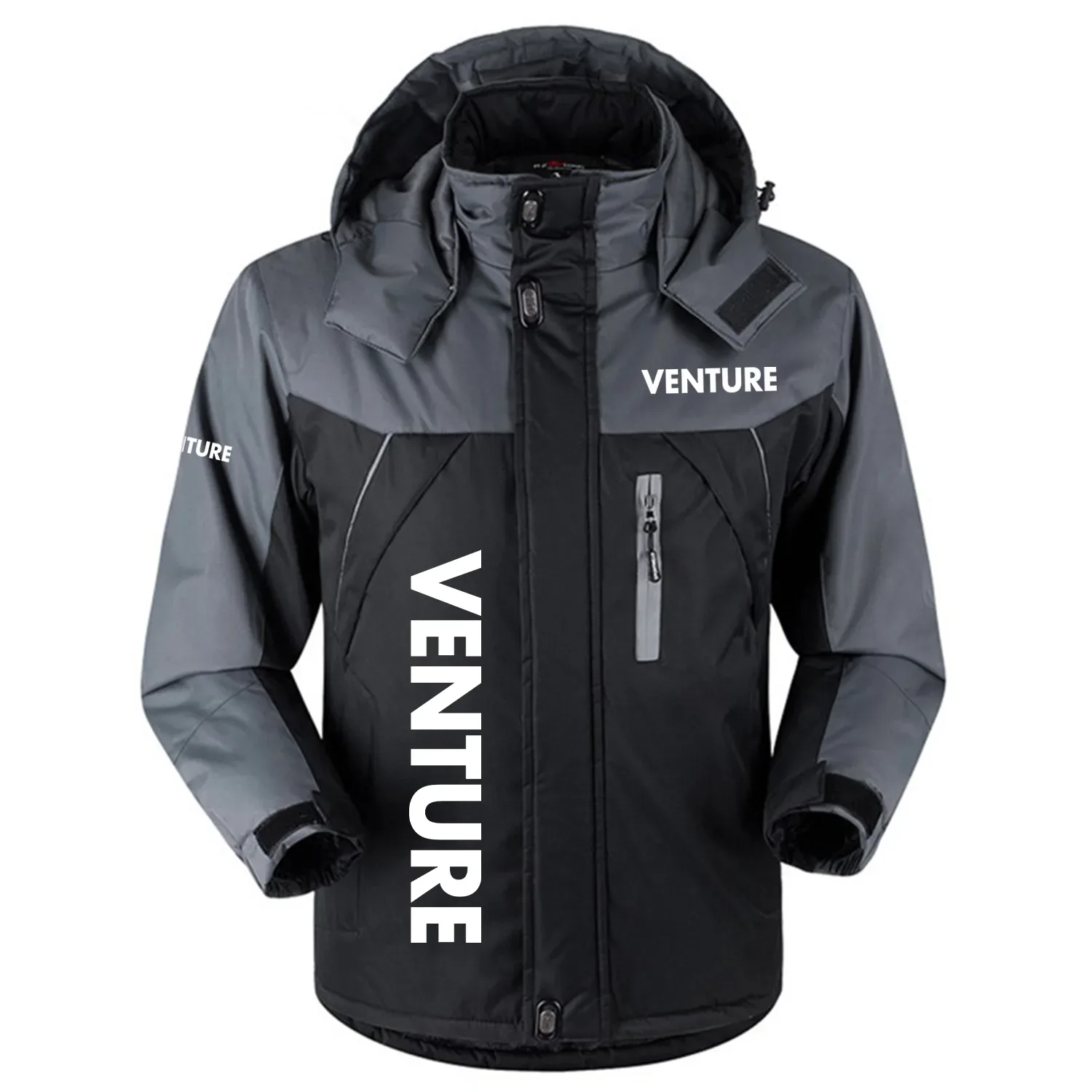 Venture Exclusive Logo Outdoor Charging Suit Plush Thickened Coat Waterproof Windproof Fleece Fur-Lined Jacket Detachable Hood FVJ1224VTZ