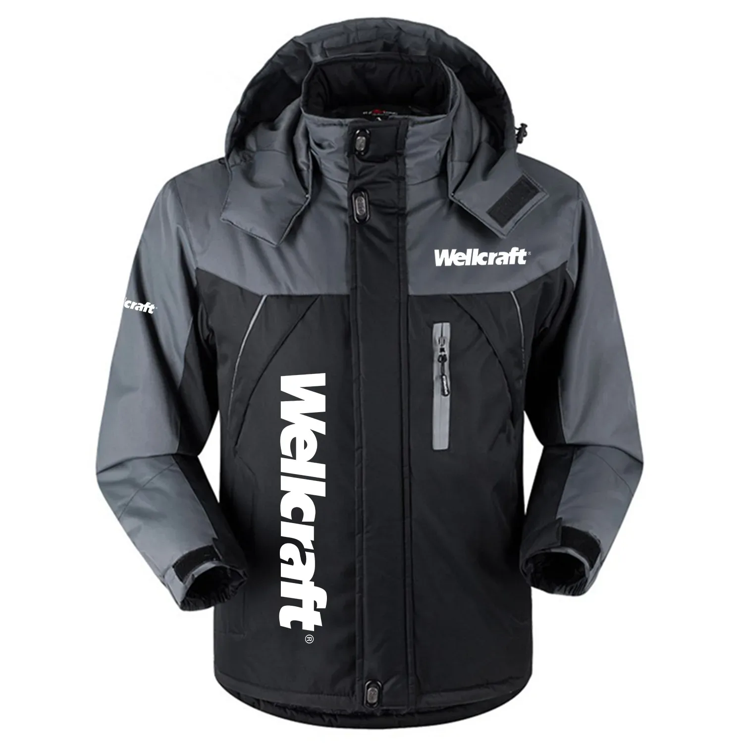 Wellcraft Exclusive Logo Outdoor Charging Suit Plush Thickened Coat Waterproof Windproof Fleece Fur-Lined Jacket Detachable Hood FVJ1224WCZ