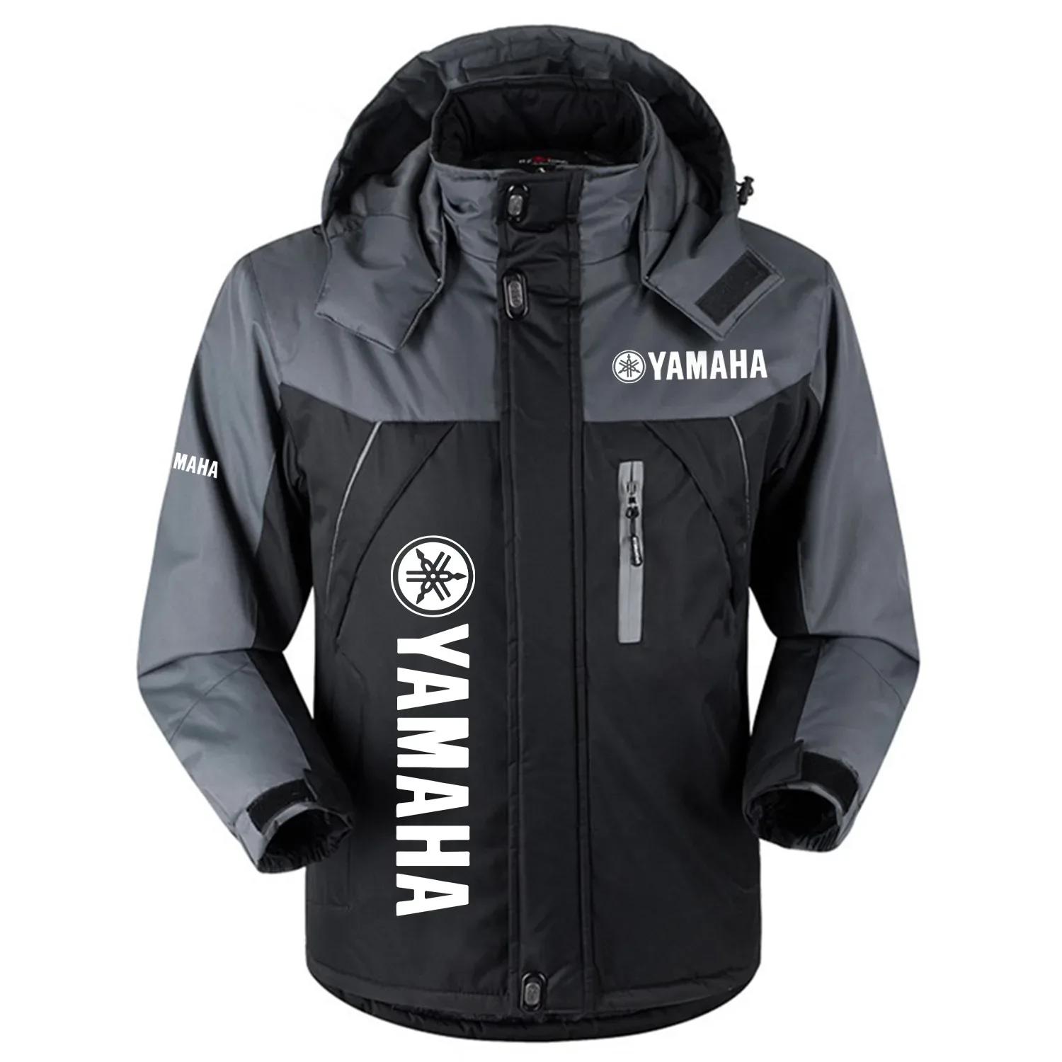 Yamaha Exclusive Logo Outdoor Charging Suit Plush Thickened Coat Waterproof Windproof Fleece Fur-Lined Jacket Detachable Hood FVJ1224YZ