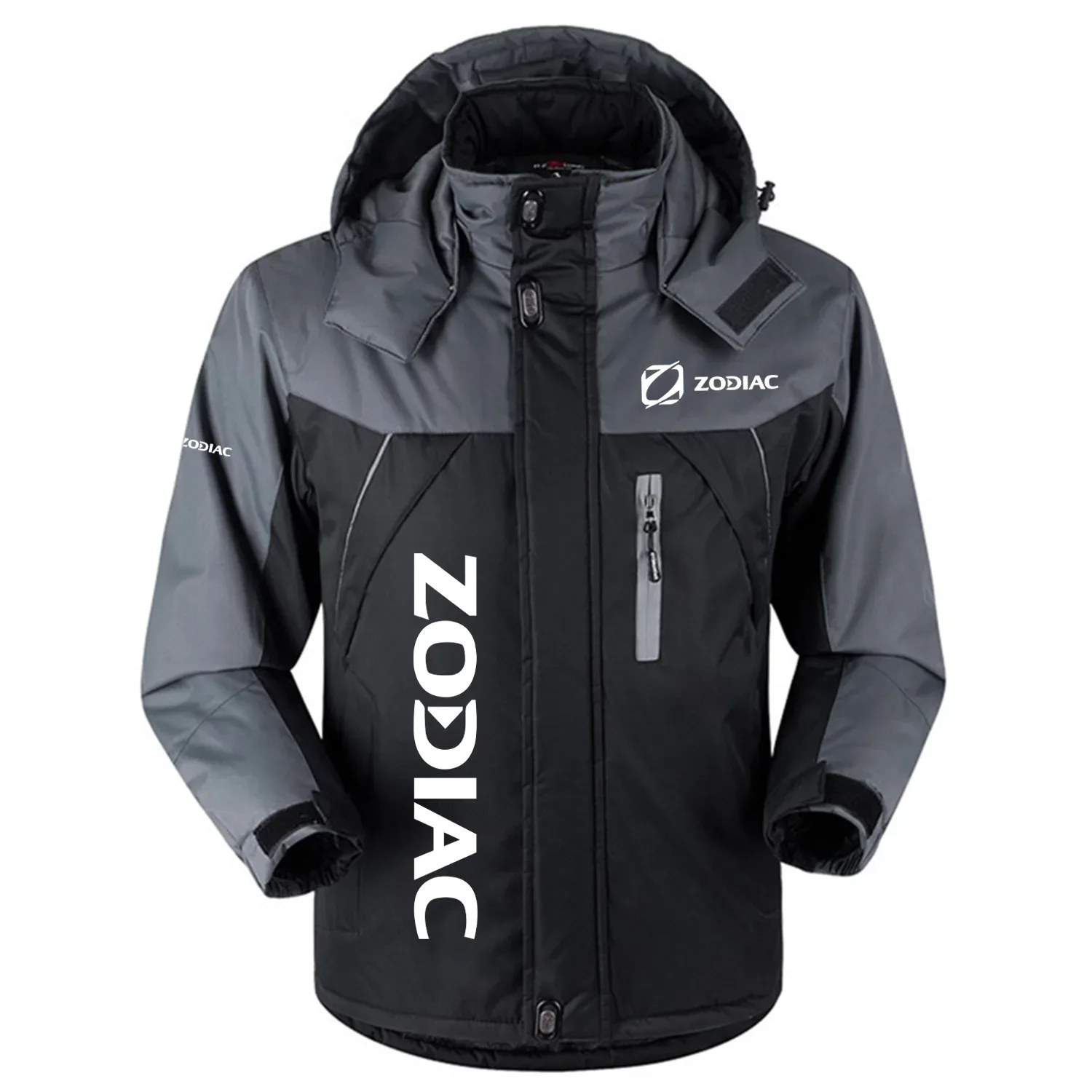 Zodiac Exclusive Logo Outdoor Charging Suit Plush Thickened Coat Waterproof Windproof Fleece Fur-Lined Jacket Detachable Hood FVJ1224ZDZ