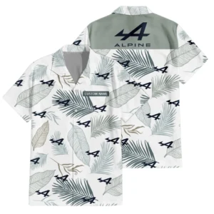 Alpine F1 Team Hawaiian Shirt Tropical Leaves Seamless Pattern All-over Print Summer Gift, Custom Name HIHI160125Y7HWLS1ALP