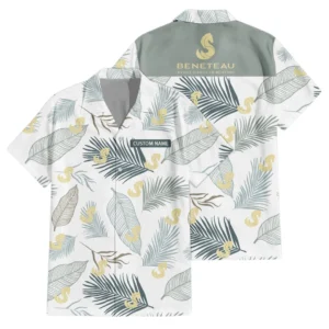 Beneteau Hawaiian Shirt Tropical Leaves Seamless Pattern All-over Print Summer Gift, Custom Name HIHI160125Y7HWLS1BEN