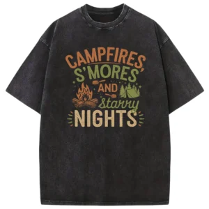 Campfires S’ Mores And Starry Nights Washed Tshirts