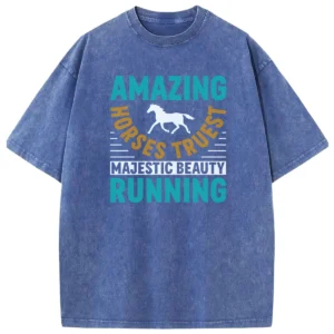 Amazing Horses Truest Majestic Beauty Running Washed Tshirts