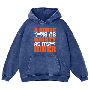 A Horse Mighty As Its Rider Washed Pullover Hoodie