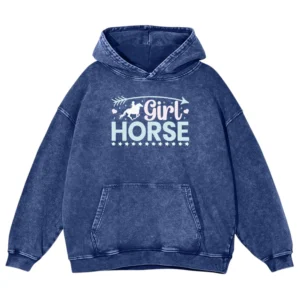 Girl Horse Washed Pullover Hoodie