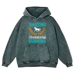 Amazing Horses Truest Majestic Beauty Running Washed Pullover Hoodie