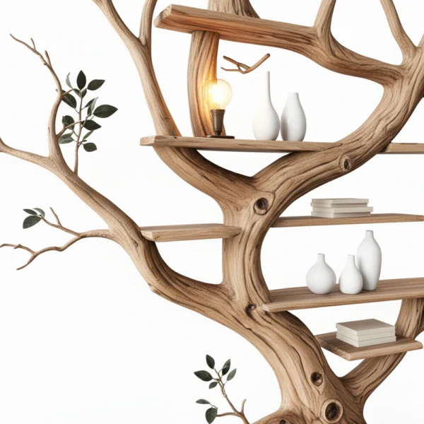 Handcrafted Tree Branch Shelf - Nature-Inspired Art & Storage
