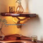 Corner Live Edge Walnut Floating Shelves – Farmhouse Wall Decor