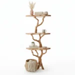 Corner Tree Floating Bookshelf - Handcrafted Driftwood & Solid Wood Shelf