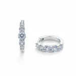 FavoJewelry 5-Stone Moissanite Huggie Hoops VVS1 925 Sterling Silver