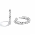 FavoJewelry 925 Silver White Gold Plated Moissanite Hoop Earrings VVS2