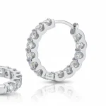 FavoJewelry 925 Silver White Gold Plated Moissanite Hoop Earrings VVS2