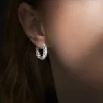 FavoJewelry 925 Silver White Gold Plated Moissanite Hoop Earrings VVS2