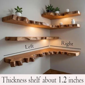 Handcrafted Live Edge Corner Floating Shelf in Solid Wood2