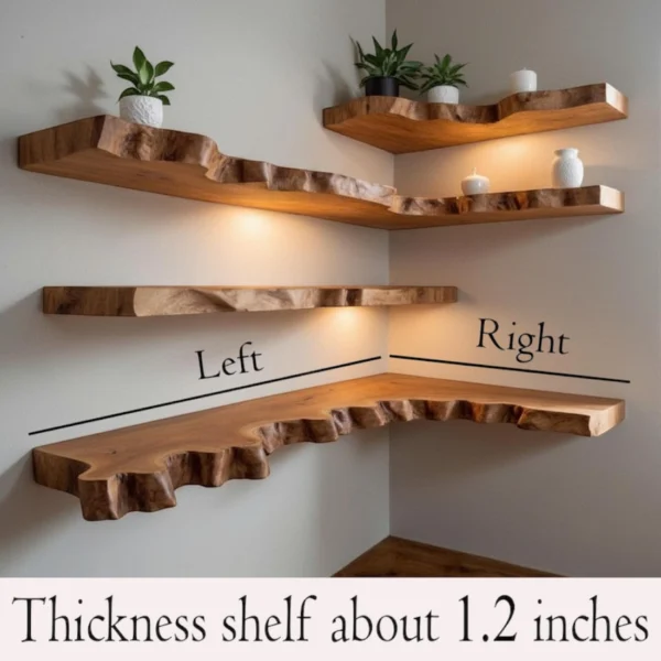 Handcrafted Live Edge Corner Floating Shelf in Solid Wood