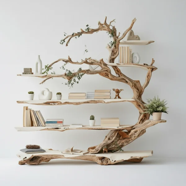 Handcrafted Oak Tree Bookshelf