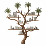 Handcrafted Tree Branch Bookshelf - Solid Wood Wall-Mounted Shelf Natural Living Room Decor