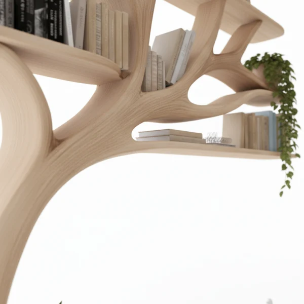 Handcrafted Tree TV Stand and Bookshelf