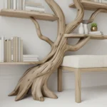 Handmade Driftwood Tree Bookshelf | Floating Solid Wood Wall Art