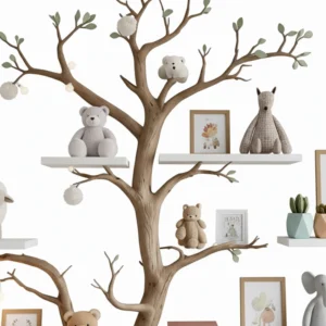 Handmade Tree-Shaped Bookshelf – Natural Wood Wall Display for Kids’ Rooms & Classrooms2