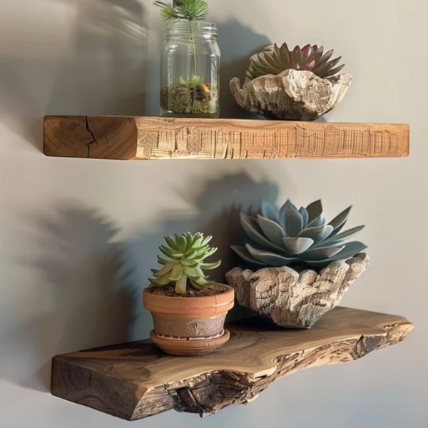 Live Edge Floating Shelf for Kitchen, Bath, or Living Room