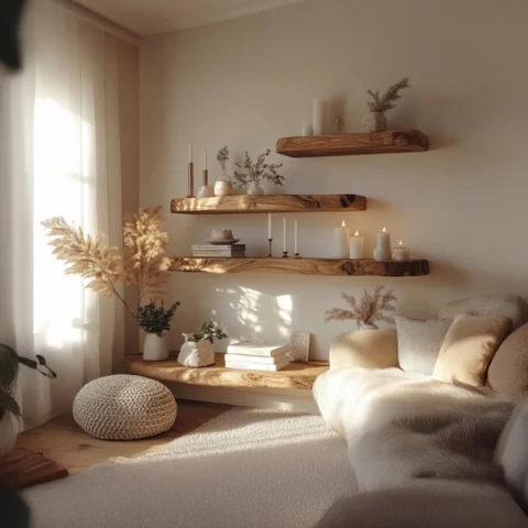Rustic Floating Wall Shelf – Solid Wood Display for Home Decor & Gifts