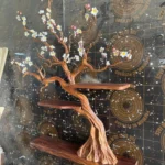 Rustic Solid Wood Cherry Blossom Tree Bookshelf