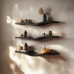Rustic Solid Wood Wave Floating Shelves Handcrafted