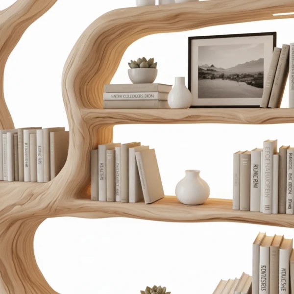 Rustic Tree Bookshelf - Handmade Wall-Mounted Shelf with Artistic Branch Design