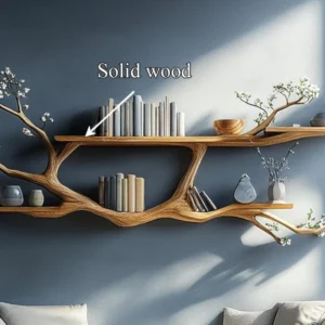 Rustic Tree Branch Wall Bookshelf – Handmade Nature Inspired Storage for Living Room or Bedroom2