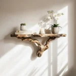 Sculptural Live Edge Branch Floating Shelf - Upcycled Natural Art