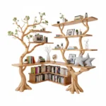 Tree-Inspired Corner Shelf - Handmade Wooden Wall Sculpture with Upcycled Materials