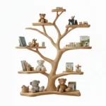 Tree-Shaped Wooden Shelf - Handcrafted Wall Art & Bookshelf