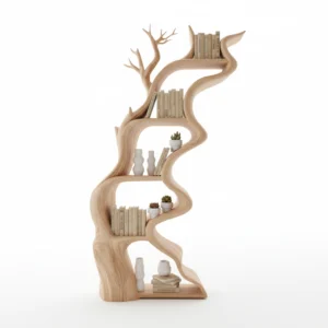 Unique Natural Bookshelf Modern Tree Bookcase Home Decor
