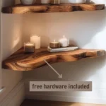 Live-Edge Corner Floating Shelves – Handcrafted Solid Monkey Pod
