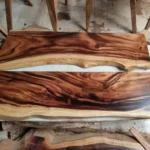 Luxury Live-Edge Corner Floating Shelf – Solid Monkey Pod Wood