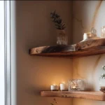 Luxury Live-Edge Corner Floating Shelf – Solid Monkey Pod Wood